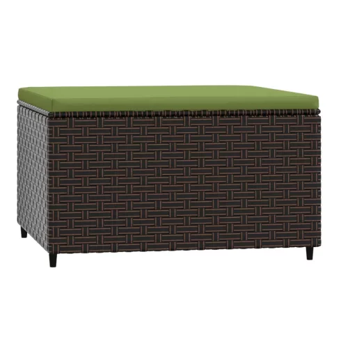 2 db barna polyrattan kerti lábtartó párnával