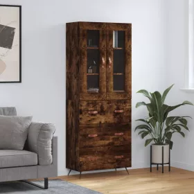  Füstös tölgy színű szerelt fa magasszekrény 69,5 x 34 x 180 cm