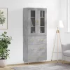 Betonszürke szerelt fa magasszekrény 69,5 x 34 x 180 cm