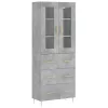 Betonszürke szerelt fa magasszekrény 69,5 x 34 x 180 cm