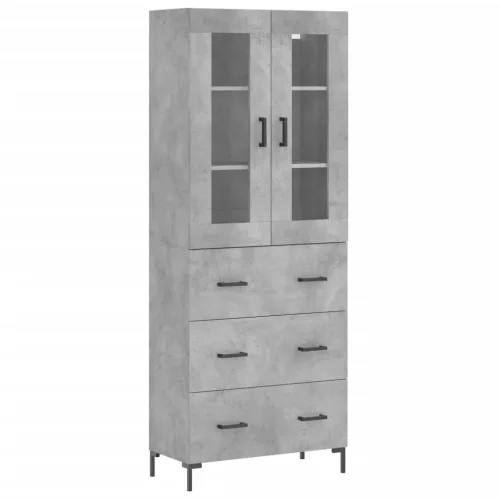 Betonszürke szerelt fa magasszekrény 69,5 x 34 x 180 cm