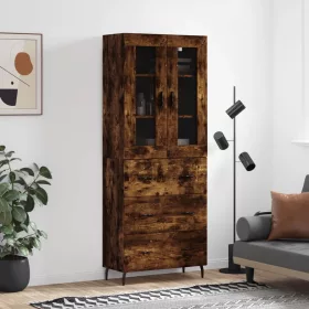   Füstös tölgy színű szerelt fa magasszekrény 69,5 x 34 x 180 cm
