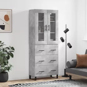Betonszürke szerelt fa magasszekrény 69,5 x 34 x 180 cm