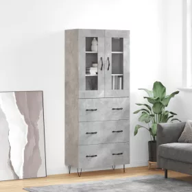 Betonszürke szerelt fa magasszekrény 69,5 x 34 x 180 cm