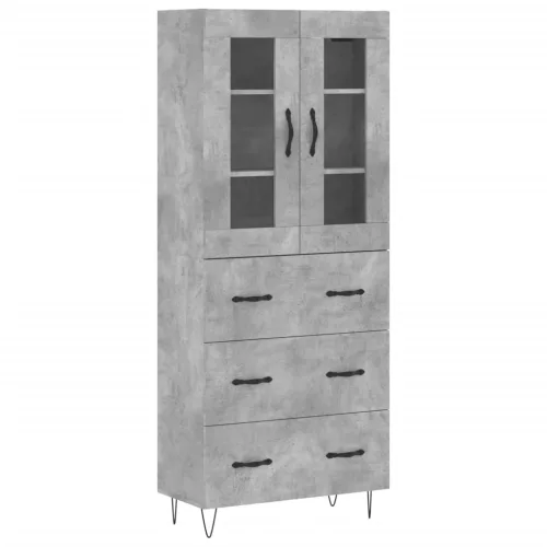 Betonszürke szerelt fa magasszekrény 69,5 x 34 x 180 cm
