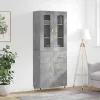 Betonszürke szerelt fa magasszekrény 69,5 x 34 x 180 cm