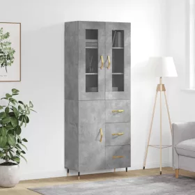 Betonszürke szerelt fa magasszekrény 69,5 x 34 x 180 cm