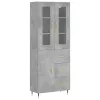 Betonszürke szerelt fa magasszekrény 69,5 x 34 x 180 cm