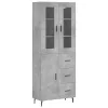 Betonszürke szerelt fa magasszekrény 69,5 x 34 x 180 cm