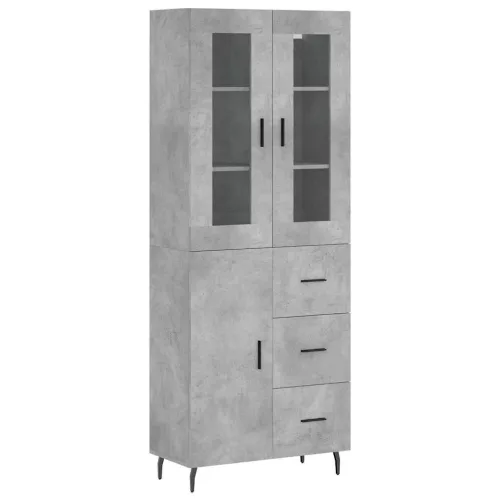 Betonszürke szerelt fa magasszekrény 69,5 x 34 x 180 cm
