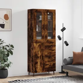   Füstös tölgy színű szerelt fa magasszekrény 69,5 x 34 x 180 cm