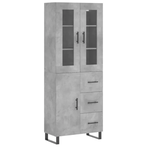 Betonszürke szerelt fa magasszekrény 69,5 x 34 x 180 cm