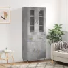 Betonszürke szerelt fa magasszekrény 69,5 x 34 x 180 cm