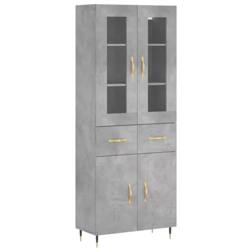 Betonszürke szerelt fa magasszekrény 69,5 x 34 x 180 cm