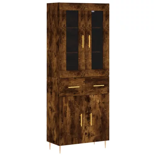 Füstös tölgy színű szerelt fa magasszekrény 69,5 x 34 x 180 cm