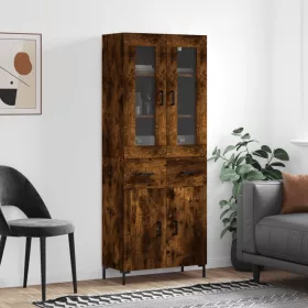   Füstös tölgy színű szerelt fa magasszekrény 69,5 x 34 x 180 cm