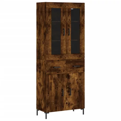 Füstös tölgy színű szerelt fa magasszekrény 69,5 x 34 x 180 cm