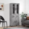 Betonszürke szerelt fa magasszekrény 69,5 x 34 x 180 cm