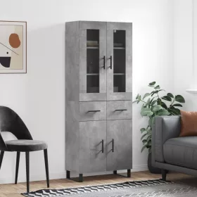 Betonszürke szerelt fa magasszekrény 69,5 x 34 x 180 cm