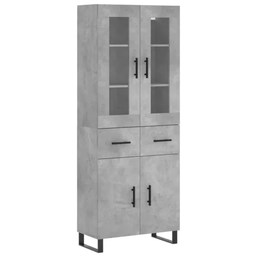 Betonszürke szerelt fa magasszekrény 69,5 x 34 x 180 cm