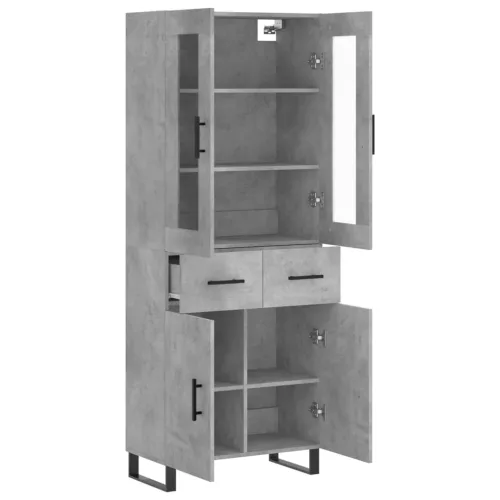 Betonszürke szerelt fa magasszekrény 69,5 x 34 x 180 cm
