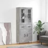 Betonszürke szerelt fa magasszekrény 69,5 x 34 x 180 cm