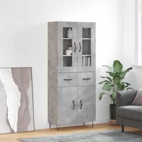 Betonszürke szerelt fa magasszekrény 69,5 x 34 x 180 cm