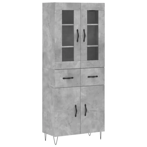 Betonszürke szerelt fa magasszekrény 69,5 x 34 x 180 cm