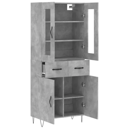 Betonszürke szerelt fa magasszekrény 69,5 x 34 x 180 cm