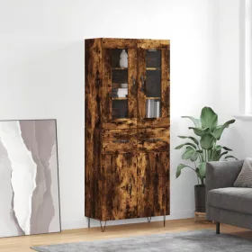   Füstös tölgy színű szerelt fa magasszekrény 69,5 x 34 x 180 cm