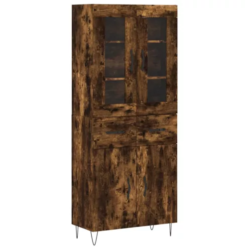 Füstös tölgy színű szerelt fa magasszekrény 69,5 x 34 x 180 cm