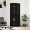 Fekete szerelt fa magasszekrény 69,5 x 34 x 180 cm