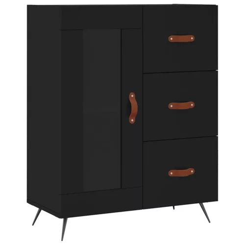 Fekete szerelt fa magasszekrény 69,5 x 34 x 180 cm