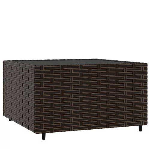 Barna polyrattan négyzet alakú kerti dohányzóasztal 50x50x30 cm