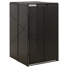   Fekete polyrattan kerekes kukatároló fészer 70 x 80 x 117 cm