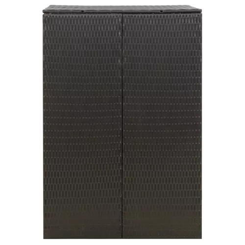 Fekete polyrattan kerekes kukatároló fészer 70 x 80 x 117 cm