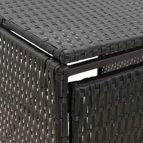 Fekete polyrattan kerekes kukatároló fészer 70 x 80 x 117 cm