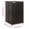 Fekete polyrattan kerekes kukatároló fészer 70 x 80 x 117 cm