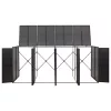 Fekete polyrattan négyes kerekeskuka tárolófészer 274x80x117 cm