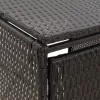 Fekete polyrattan négyes kerekeskuka tárolófészer 274x80x117 cm