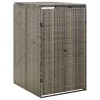 Szürke polyrattan kerekes kukatároló fészer 70 x 80 x 117 cm