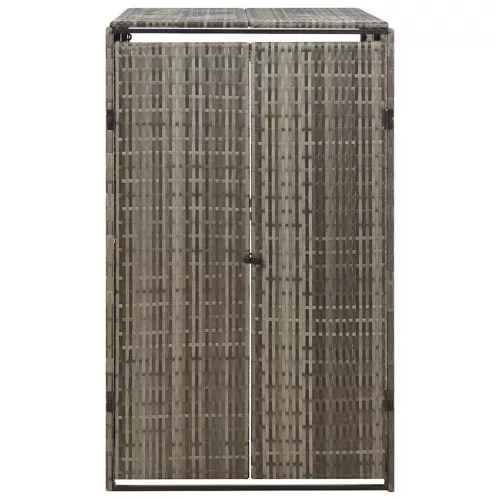 Szürke polyrattan kerekes kukatároló fészer 70 x 80 x 117 cm