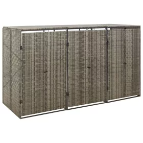   Szürke polyrattan hármas kerekeskuka tárolófészer 207x80x117 cm