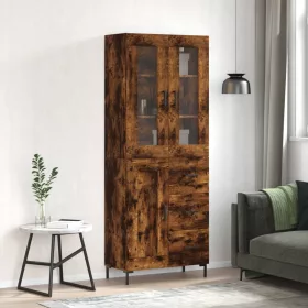   Füstös tölgy színű szerelt fa magasszekrény 69,5 x 34 x 180 cm