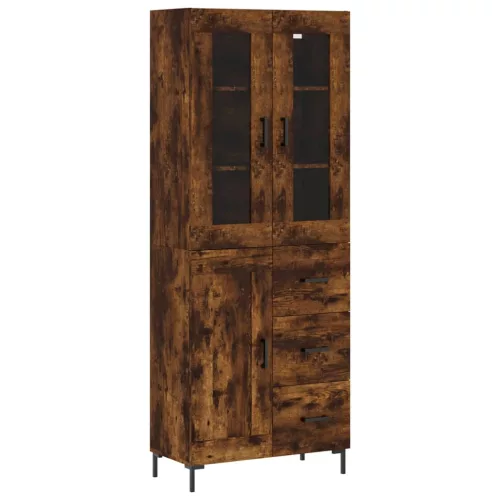 Füstös tölgy színű szerelt fa magasszekrény 69,5 x 34 x 180 cm