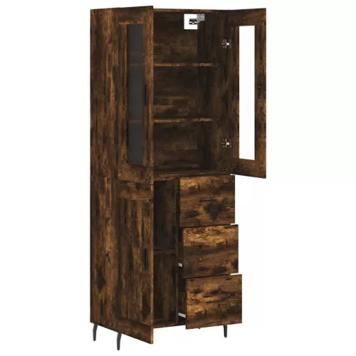 Füstös tölgy színű szerelt fa magasszekrény 69,5 x 34 x 180 cm