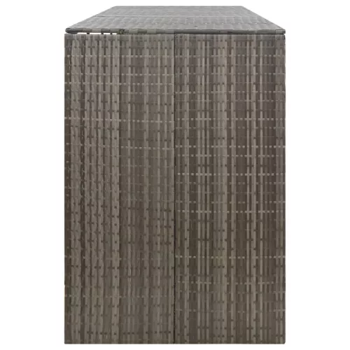 Szürke polyrattan négyes kerekeskuka tárolófészer 274x80x117 cm