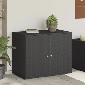 Fekete polyrattan kerti tárolószekrény 100 x 55,5 x 80 cm