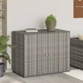   Szürke polyrattan kerti tárolószekrény 100 x 55,5 x 80 cm