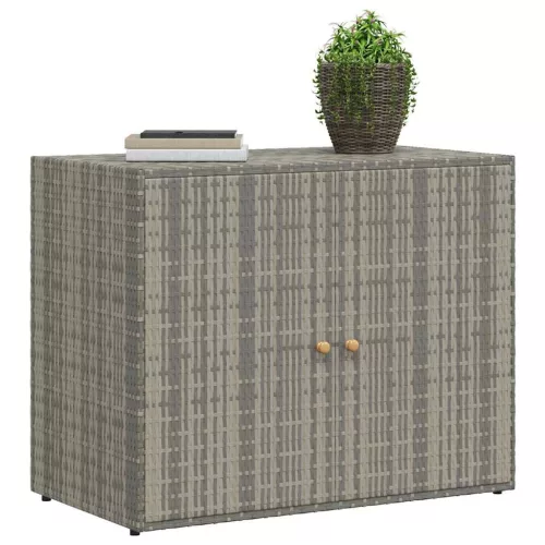 Szürke polyrattan kerti tárolószekrény 100 x 55,5 x 80 cm